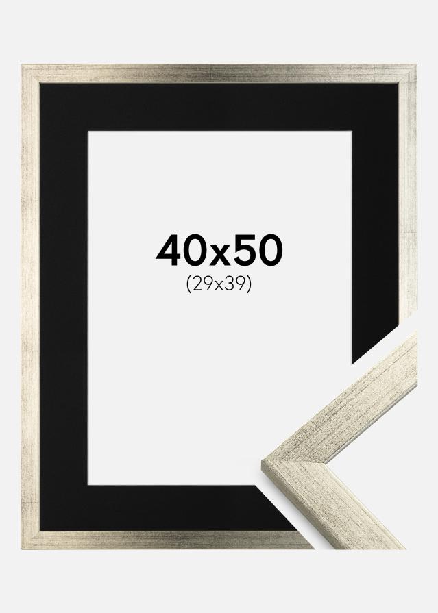 Ram med passepartou Frame Stilren Silver 40x50 cm - Picture Mount Black 30x40 cm