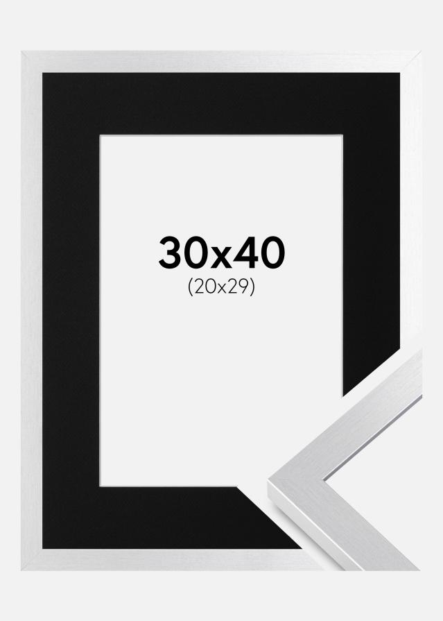 Ram med passepartou Frame Selection Silver 30x40 cm - Picture Mount Black 21x30 cm