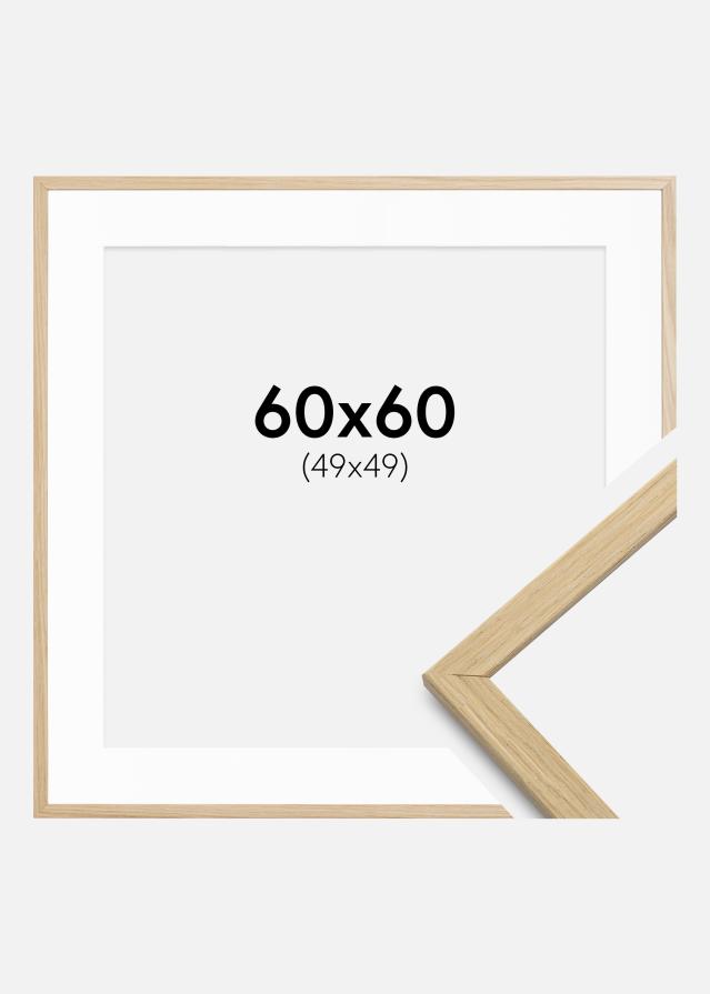 Ram med passepartou Frame Edsbyn Oak 60x60 cm - Picture Mount White 50x50 cm