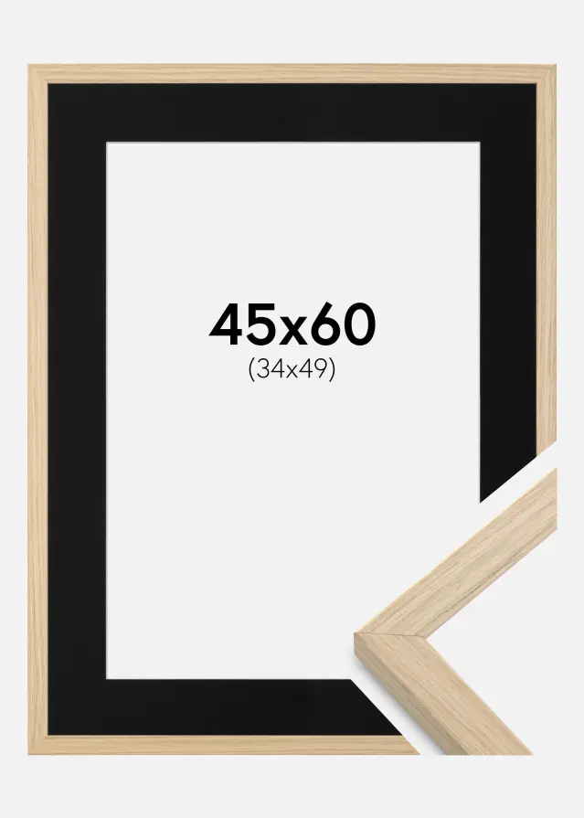 Ram med passepartou Frame Grimsåker Oak 45x60 cm - Picture Mount Black 35x50 cm