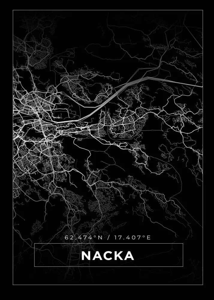 Bildverkstad Map - Nacka - Black Poster