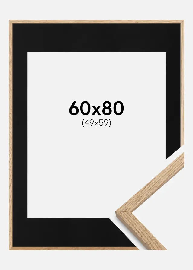 Ram med passepartou Frame Oslo Oak 60x80 cm - Picture Mount Black 50x60 cm