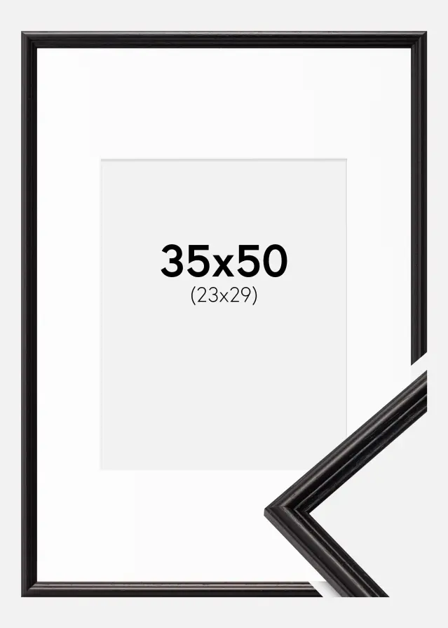 Ram med passepartou Frame Horndal Black 35x50 cm - Picture Mount White 24x30 cm