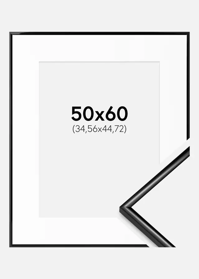 Ram med passepartou Frame Scandi Black 50x60 cm - Picture Mount White 14x18 inches