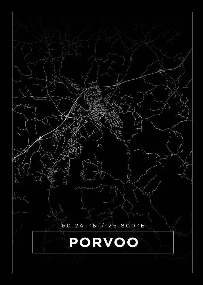 Bildverkstad Map - Porvoo - Black Poster