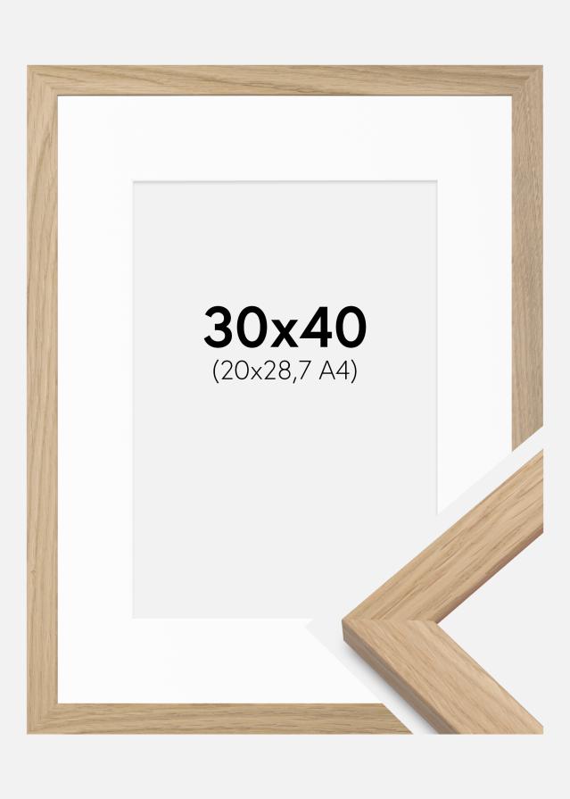 Ram med passepartou Frame Oak Wood 30x40 cm - Picture Mount White 21x29.7 cm (A4)