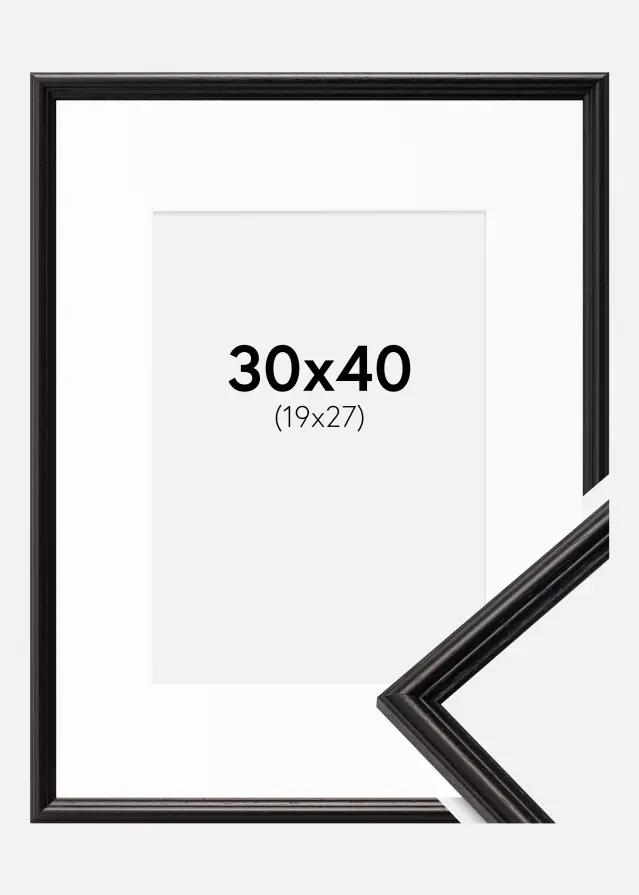 Ram med passepartou Frame Horndal Black 30x40 cm - Picture Mount White 20x28 cm