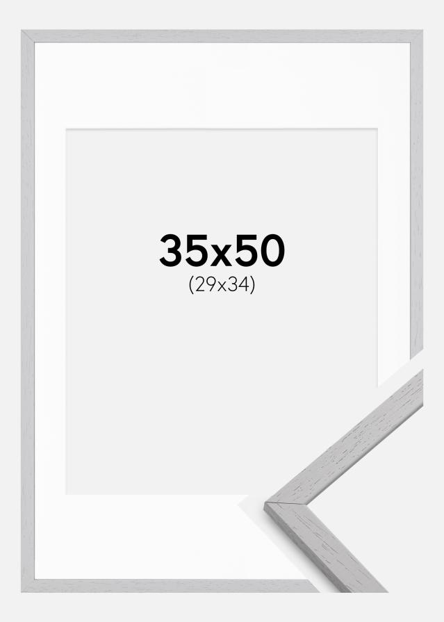Ram med passepartou Frame Edsbyn Grey 35x50 cm - Picture Mount White 30x35 cm