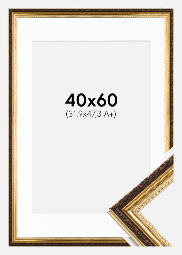 Ram med passepartou Frame Abisko Gold 40x60 cm - Picture Mount White 32.9x48.3 cm (A3+)