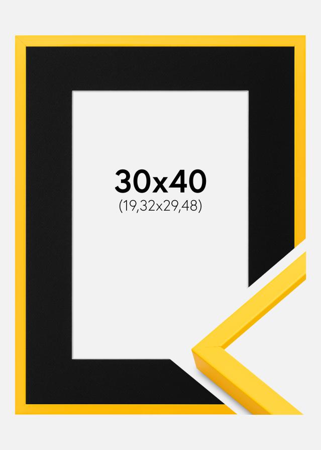 Ram med passepartou Frame E-Line Yellow 30x40 cm - Picture Mount Black 8x12 inches