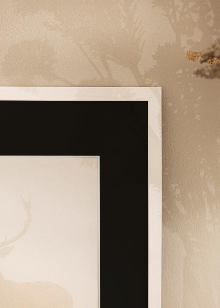 Ram med passepartou Frame Edsbyn White 40x60 cm - Picture Mount Black 30x50 cm