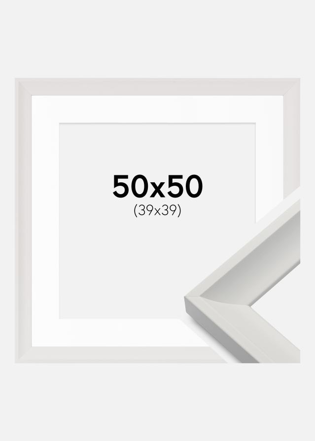 Ram med passepartou Frame Öjaren White 50x50 cm - Picture Mount White 40x40 cm