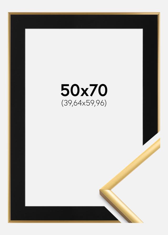Ram med passepartou Frame New Lifestyle Shiny Gold 50x70 cm - Picture Mount Black 16x24 inches