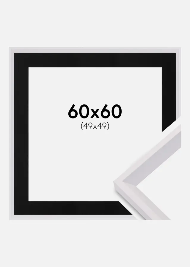 Ram med passepartou Frame Globe White 60x60 cm - Picture Mount Black 50x50 cm