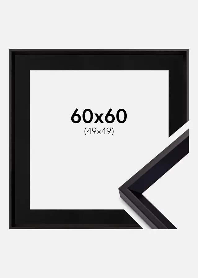 Ram med passepartou Frame Globe Black 60x60 cm - Picture Mount Black 50x50 cm