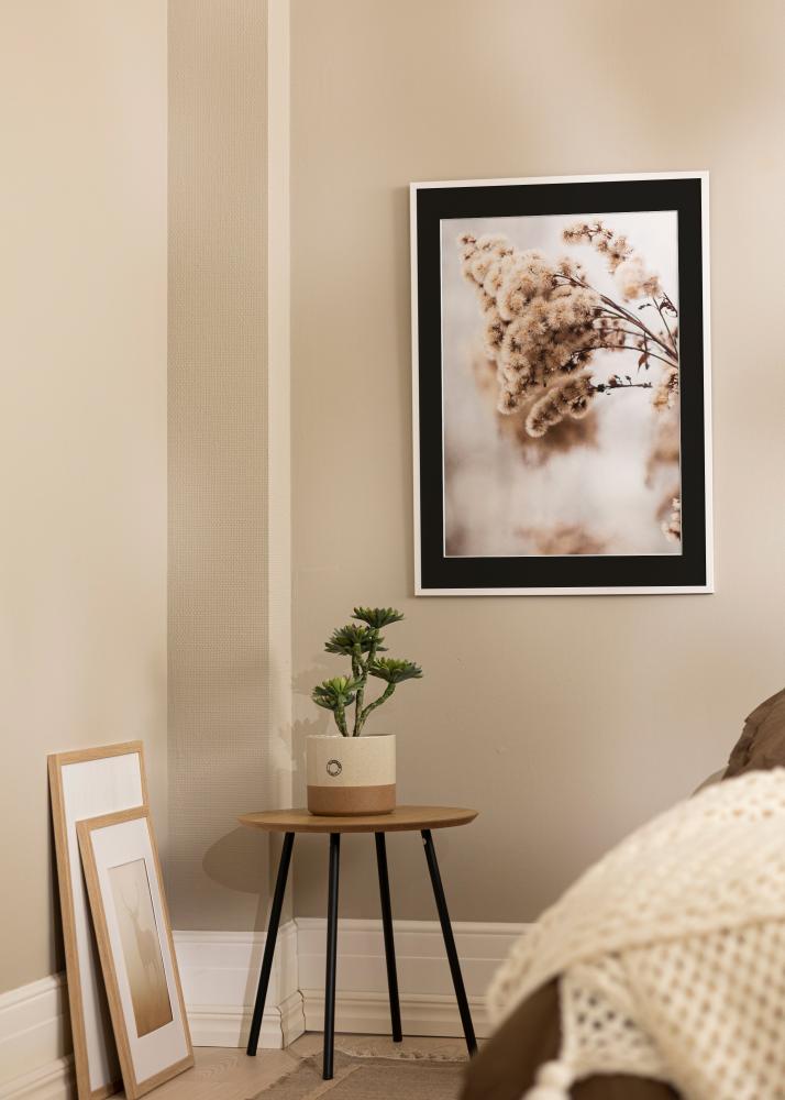 Ram med passepartou Frame Edsbyn White 40x60 cm - Picture Mount Black 30x50 cm