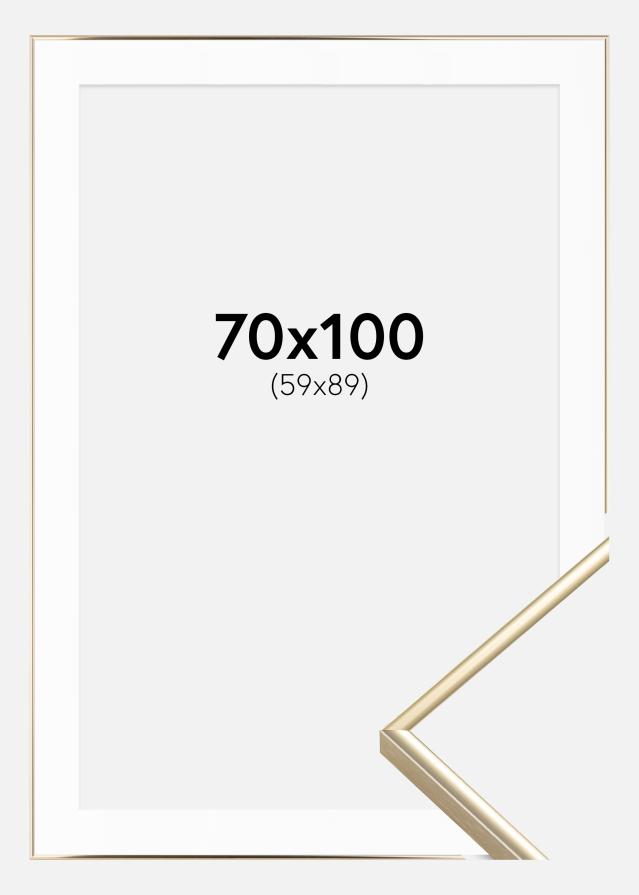 Ram med passepartou Frame Visby Shiny Gold 70x100 cm - Picture Mount White 60x90 cm