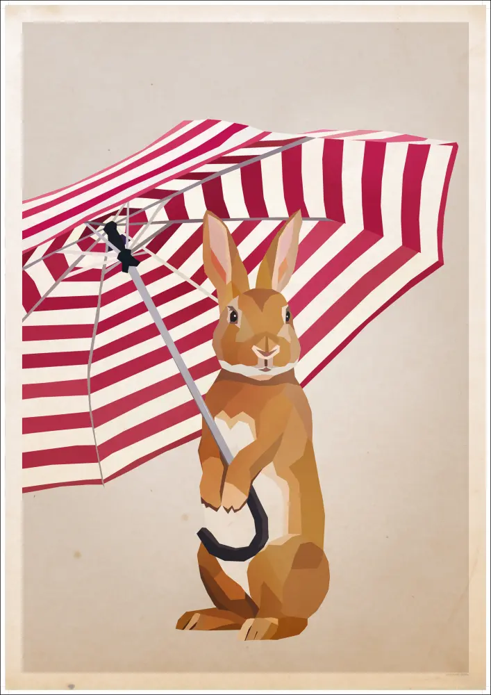 Bildverkstad Rabbit with Umbrella Poster