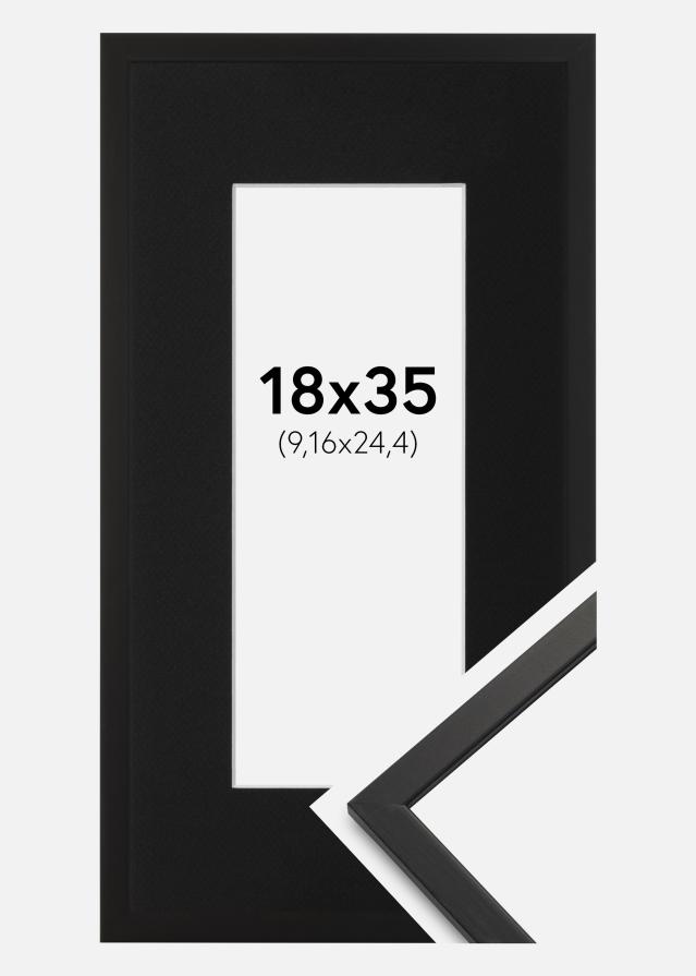 Ram med passepartou Frame Edsbyn Black 18x35 cm - Picture Mount Black 4x10 inches
