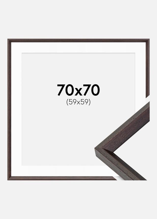 Ram med passepartou Frame Globe Espresso 70x70 cm - Picture Mount White 60x60 cm