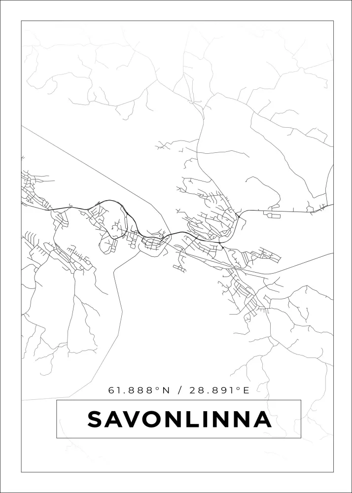 Bildverkstad Map - Savonlinna - White Poster