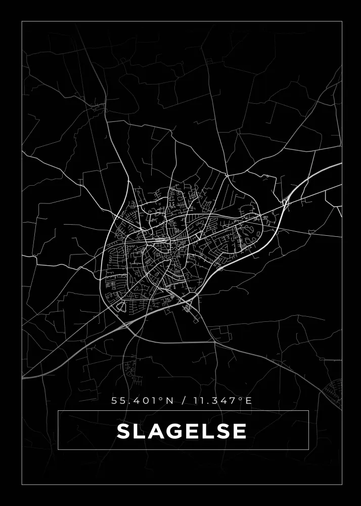 Bildverkstad Map - Slagelse - Black Poster