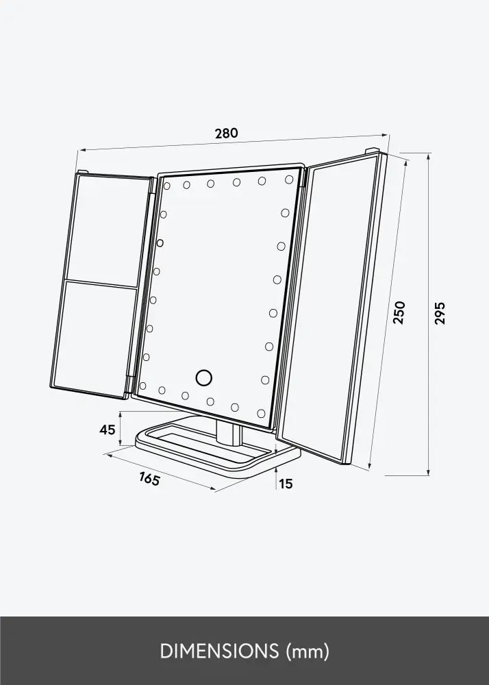 KAILA KAILA Make-up Mirror Tri-Fold Magnifying White 20x30 cm