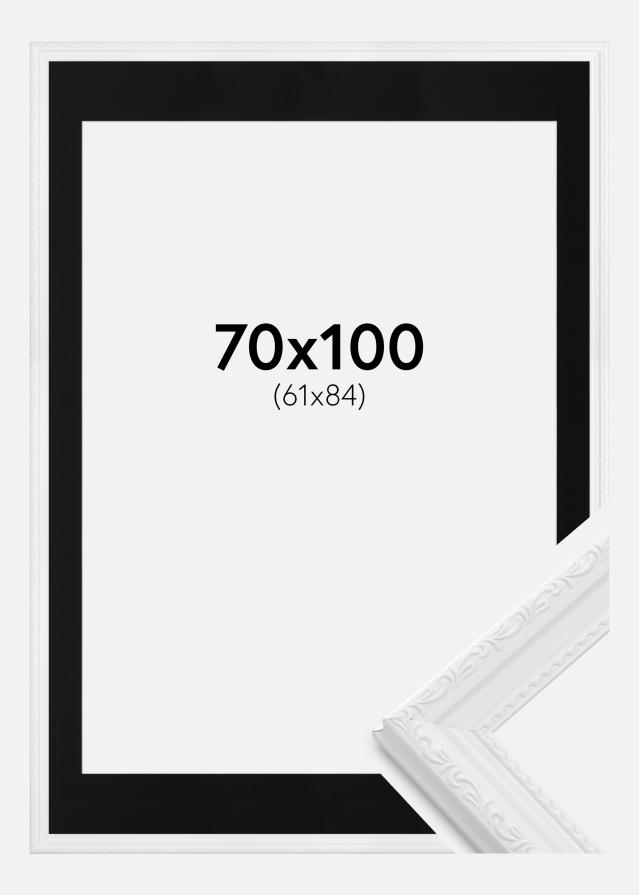 Ram med passepartou Frame Abisko White 70x100 cm - Picture Mount Black 62x85 cm