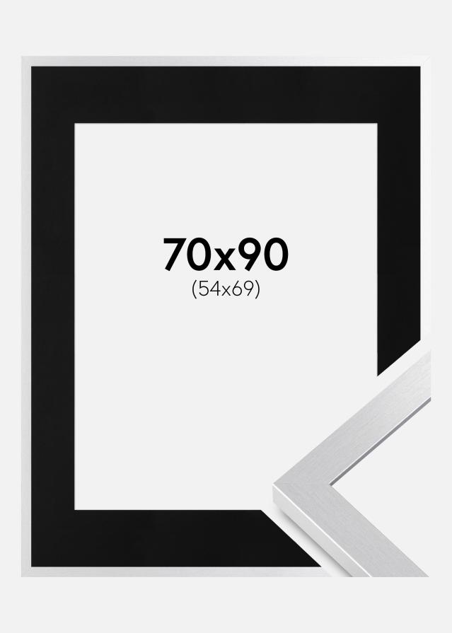 Ram med passepartou Frame Selection Silver 70x90 cm - Picture Mount Black 55x70 cm