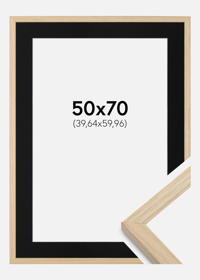 Ram med passepartou Frame Grimsåker Oak 50x70 cm - Picture Mount Black 16x24 inches