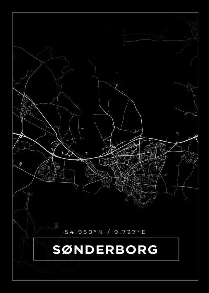 Bildverkstad Map - Sønderborg - Black Poster