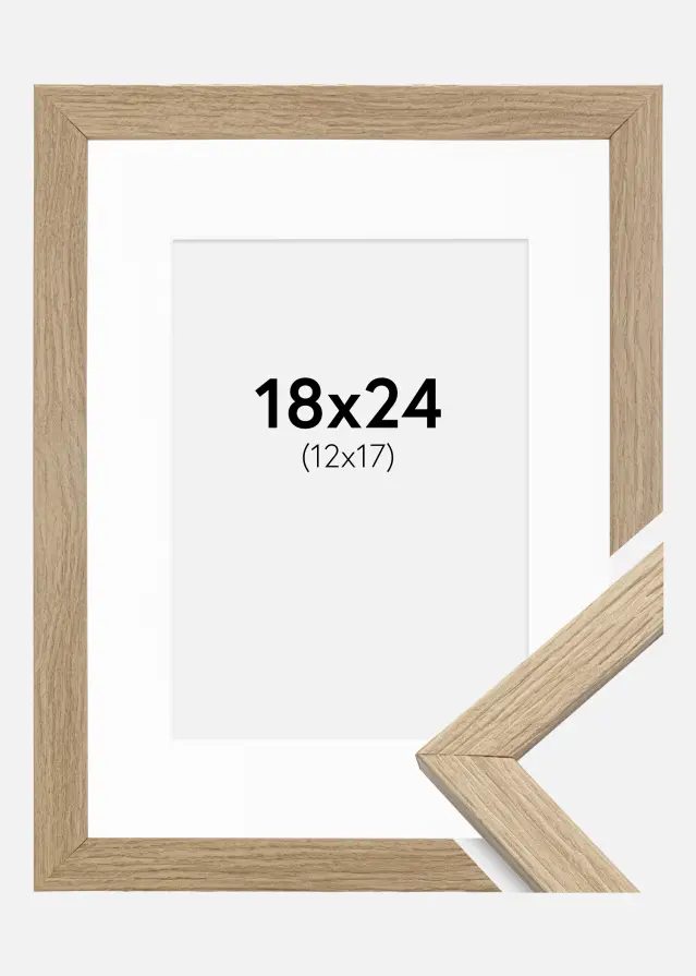 Ram med passepartou Frame Stilren Acrylic Glass Oak 18x24 cm - Picture Mount White 13x18 cm