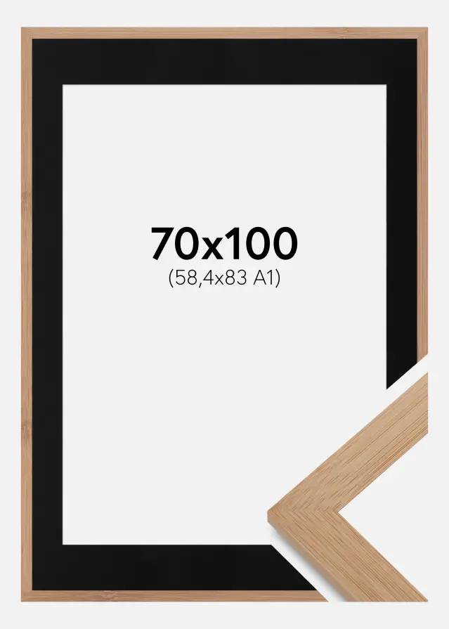 Ram med passepartou Frame Hoei Bamboo 70x100 cm - Picture Mount Black 59.4x84 cm (A1)