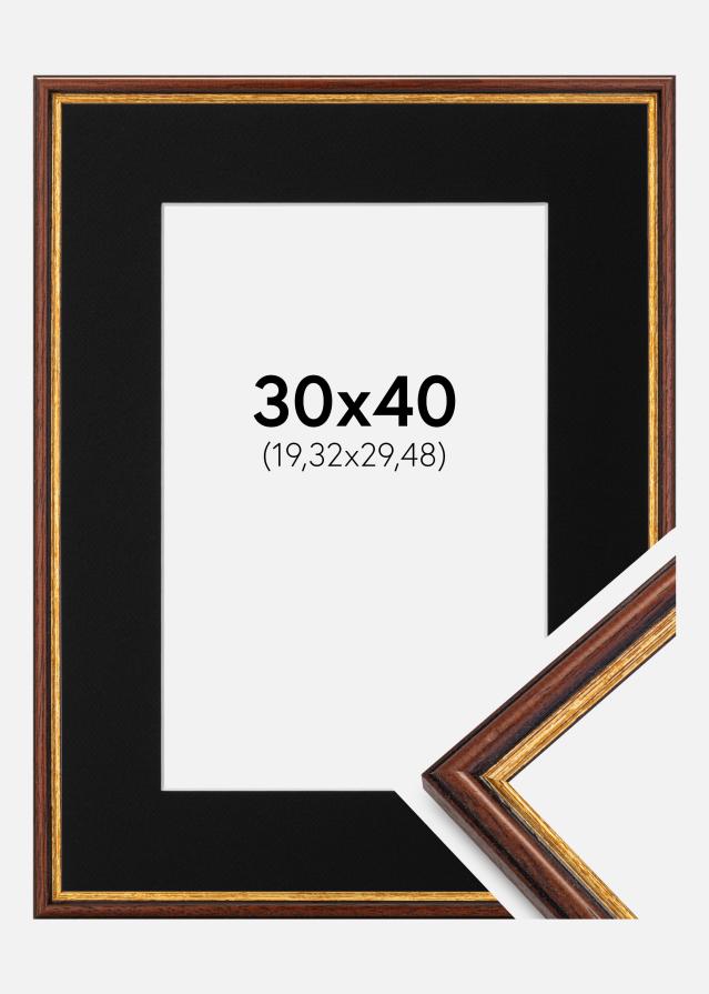 Ram med passepartou Frame Horndal Brown 30x40 cm - Picture Mount Black 8x12 inches