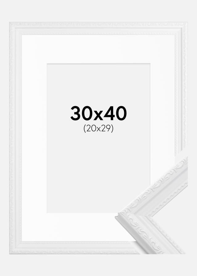 Ram med passepartou Frame Abisko White 30x40 cm - Picture Mount White 21x30 cm