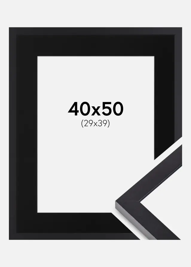 Ram med passepartou Frame Selection Black 40x50 cm - Picture Mount Black 30x40 cm