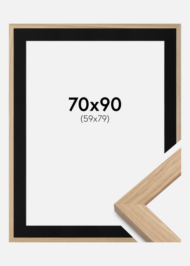 Ram med passepartou Frame Oak Wood 70x90 cm - Picture Mount Black 60x80 cm