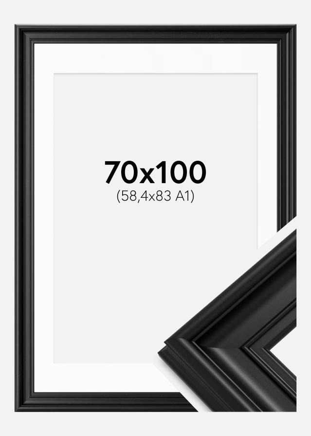 Ram med passepartou Frame Mora Premium Black 70x100 cm - Picture Mount White 59.4x84 cm (A1)