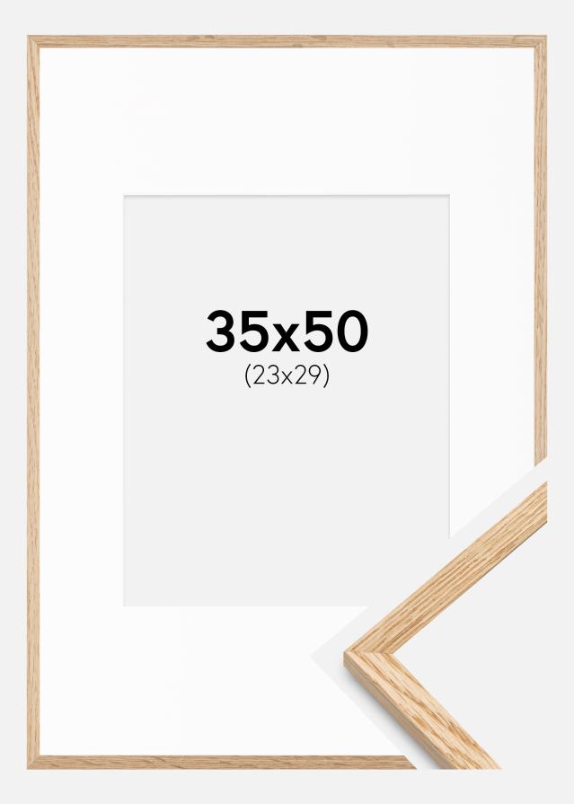 Ram med passepartou Frame Narrow Oak 35x50 cm - Picture Mount White 24x30 cm