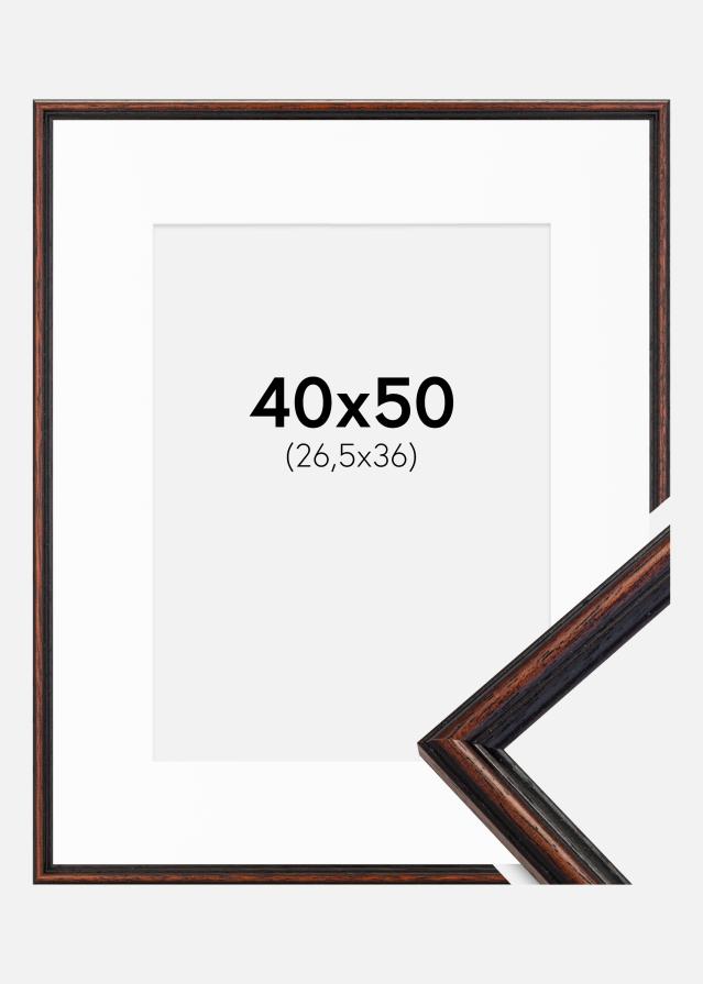 Ram med passepartou Frame Horndal Walnut 40x50 cm - Picture Mount White 27,5x37 cm