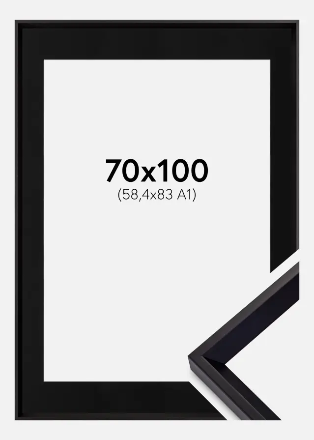 Ram med passepartou Frame Globe Black 70x100 cm - Picture Mount Black 59.4x84 cm