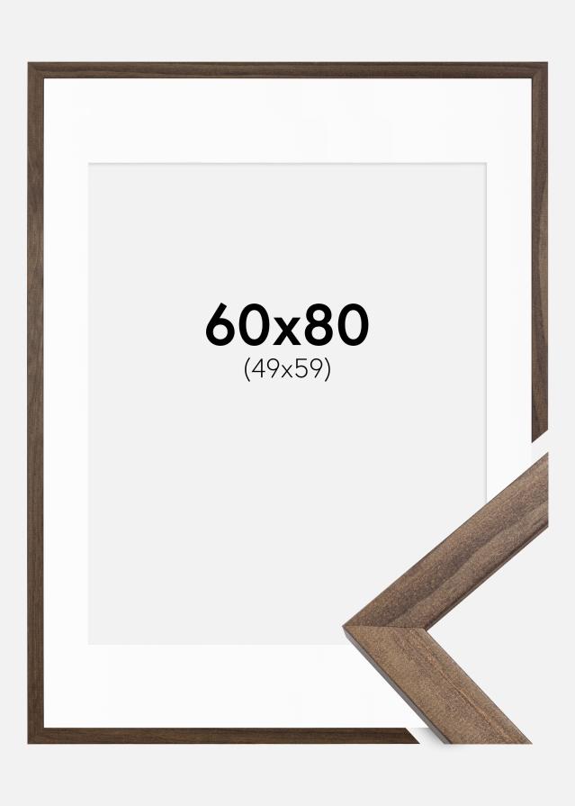Ram med passepartou Frame Stilren Walnut 60x80 cm - Picture Mount White 50x60 cm