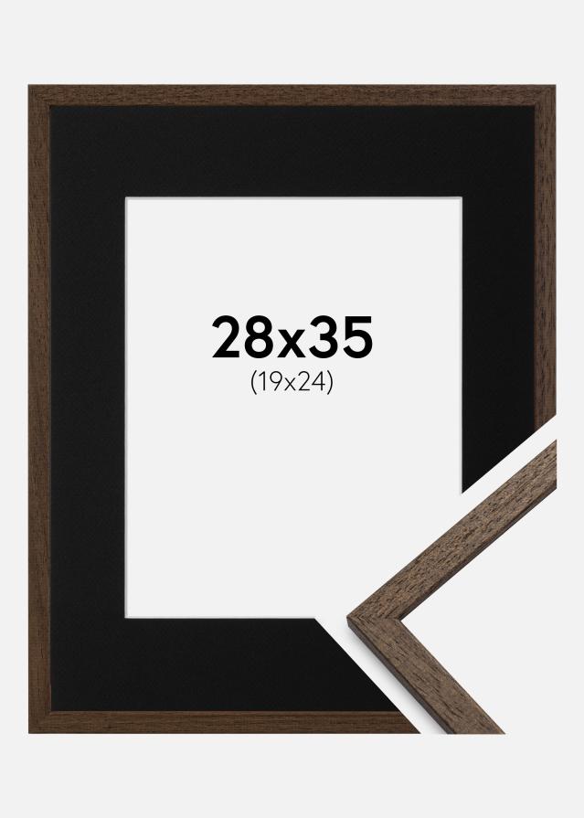 Ram med passepartou Frame Edsbyn Walnut 28x35 cm - Picture Mount Black 20x25 cm