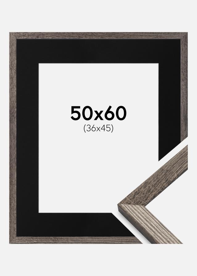 Ram med passepartou Frame Fiorito Walnut 50x60 cm - Picture Mount Black 37x46 cm