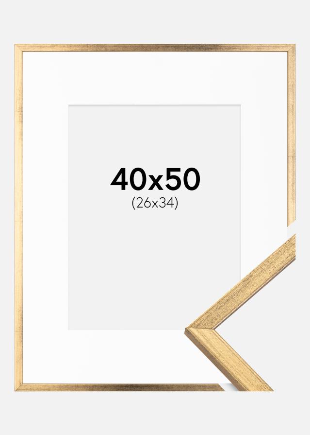 Ram med passepartou Frame Galant Gold 40x50 cm - Picture Mount White 27x35 cm