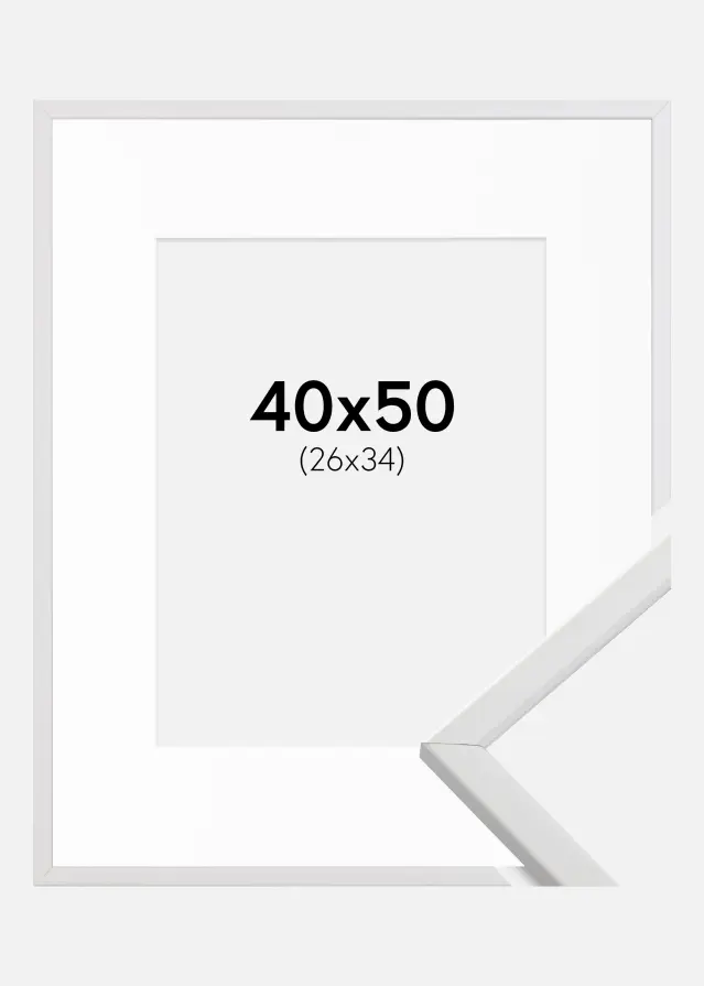 Ram med passepartou Frame Galant White 40x50 cm - Picture Mount White 27x35 cm