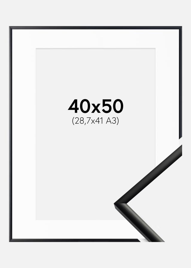 Ram med passepartou Frame New Lifestyle Matt Black 40x50 cm - Picture Mount White 29.7x42 cm (A3)