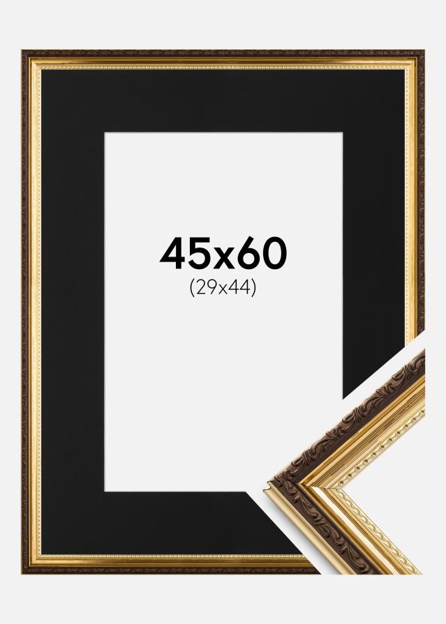 Ram med passepartou Frame Abisko Gold 45x60 cm - Picture Mount Black 30x45 cm