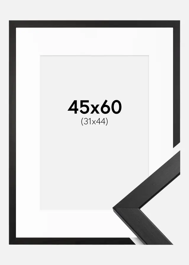 Ram med passepartou Frame Stilren Acrylic Glass Black 45x60 cm - Picture Mount White 32x45 cm