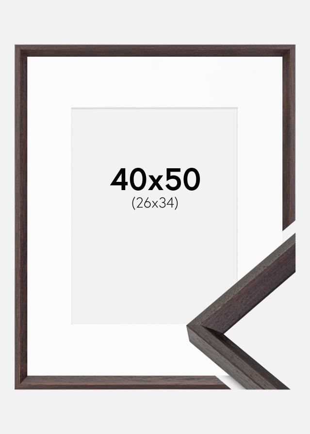 Ram med passepartou Frame Globe Espresso 40x50 cm - Picture Mount White 27x35 cm